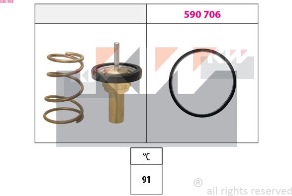 KW 580 995 - Coolant thermostat / housing autospares.lv