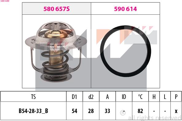 KW 580 449 - Coolant thermostat / housing autospares.lv