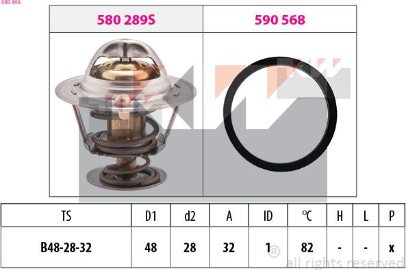 KW 580 466 - Coolant thermostat / housing autospares.lv