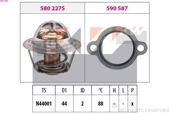 KW 580 409 - Coolant thermostat / housing autospares.lv