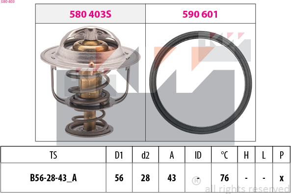 KW 580 403 - Coolant thermostat / housing autospares.lv