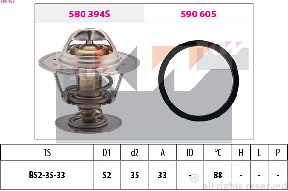 KW 580 483 - Coolant thermostat / housing autospares.lv