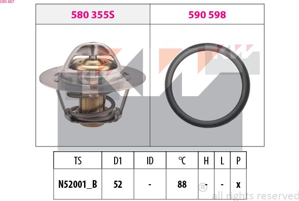 KW 580 487 - Coolant thermostat / housing autospares.lv