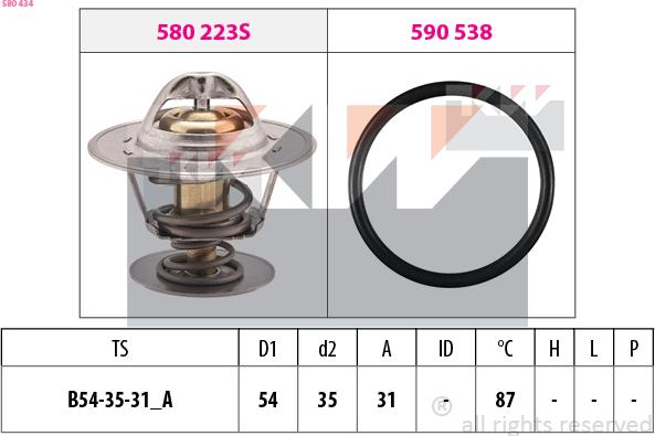 KW 580 434 - Coolant thermostat / housing autospares.lv