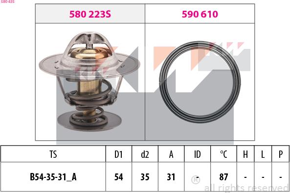 KW 580 435 - Coolant thermostat / housing autospares.lv