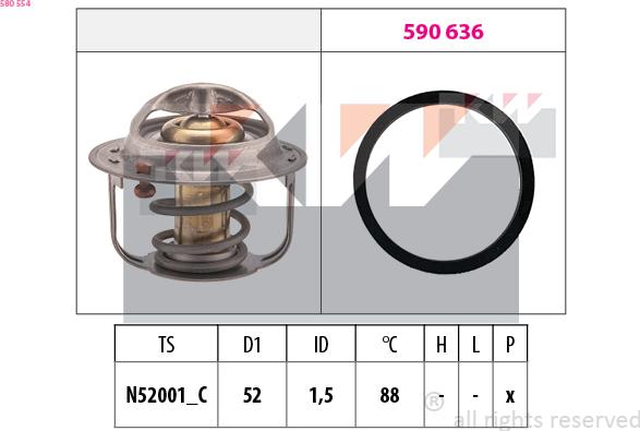 KW 580 554 - Coolant thermostat / housing autospares.lv