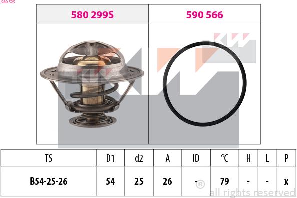 KW 580 525 - Coolant thermostat / housing autospares.lv