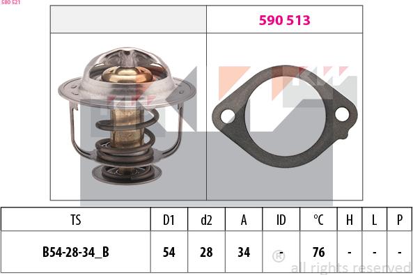 KW 580 521 - Coolant thermostat / housing autospares.lv