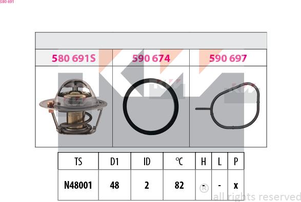 KW 580 691 - Coolant thermostat / housing autospares.lv