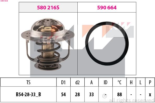 KW 580 658 - Coolant thermostat / housing autospares.lv