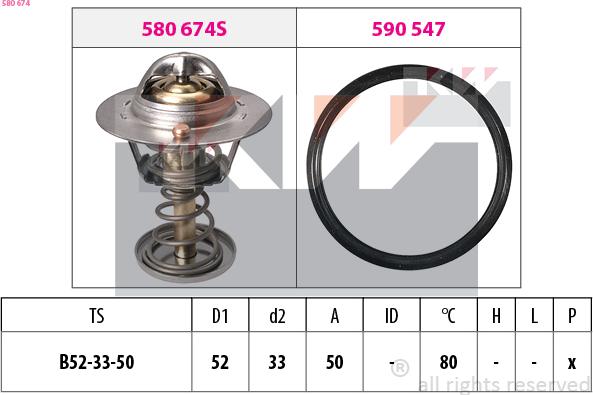 KW 580 674 - Coolant thermostat / housing autospares.lv