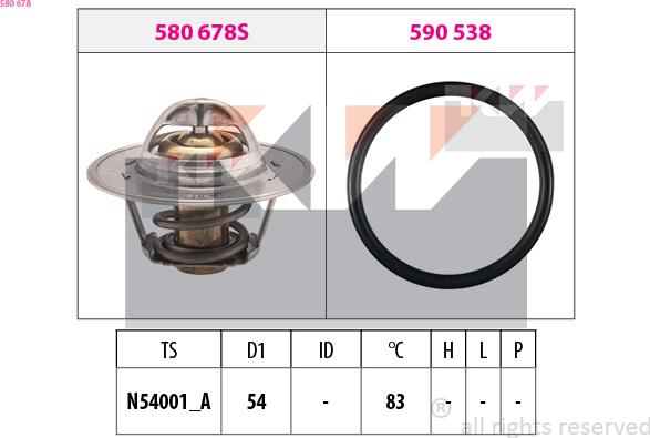 KW 580 678 - Coolant thermostat / housing autospares.lv