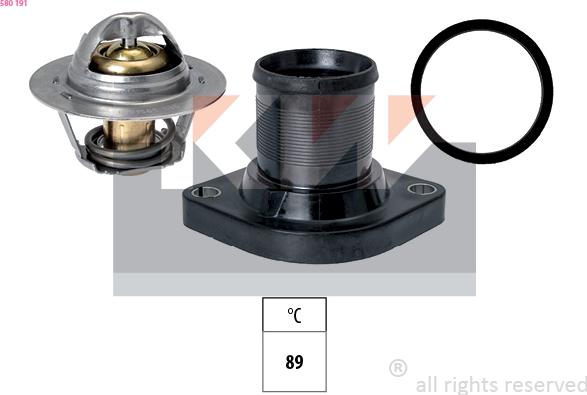 KW 580 191 - Coolant thermostat / housing autospares.lv