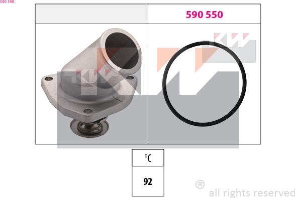 KW 580 198 - Coolant thermostat / housing autospares.lv