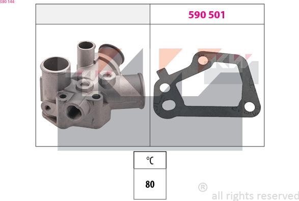 KW 580 144 - Coolant thermostat / housing autospares.lv