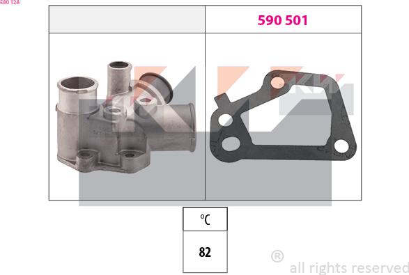 KW 580 128 - Coolant thermostat / housing autospares.lv