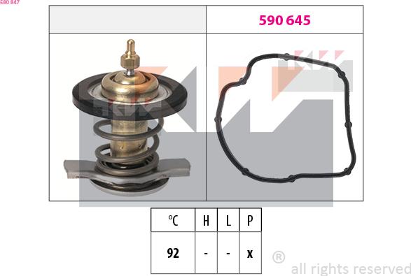 KW 580 847 - Coolant thermostat / housing autospares.lv