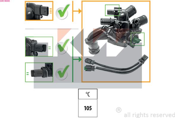 KW 580 866K - Coolant thermostat / housing autospares.lv