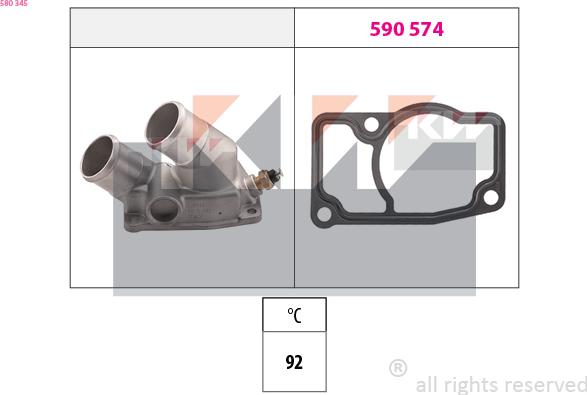 KW 580 345 - Coolant thermostat / housing autospares.lv