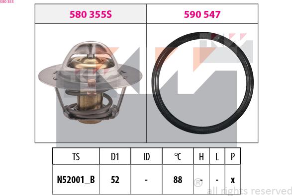 KW 580 355 - Coolant thermostat / housing autospares.lv