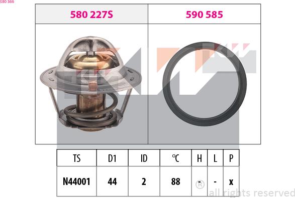 KW 580 366 - Coolant thermostat / housing autospares.lv