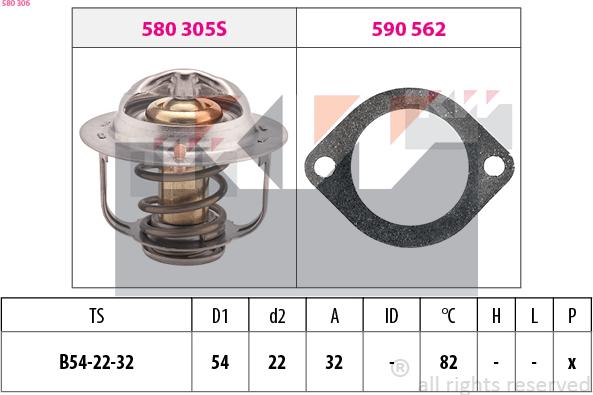 KW 580 306 - Coolant thermostat / housing autospares.lv