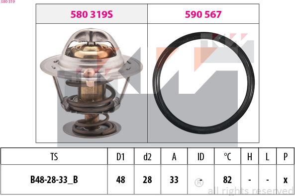 KW 580 319 - Coolant thermostat / housing autospares.lv