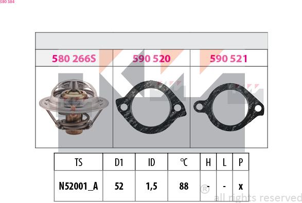 KW 580 384 - Coolant thermostat / housing autospares.lv