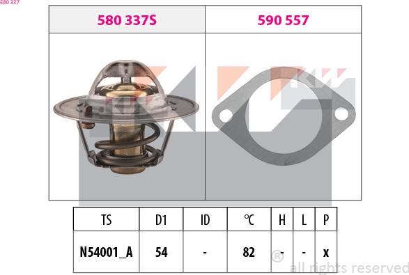 KW 580 337 - Coolant thermostat / housing autospares.lv