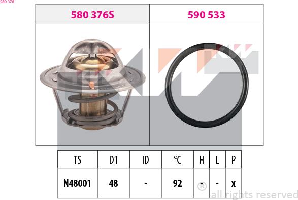 KW 580 376 - Coolant thermostat / housing autospares.lv