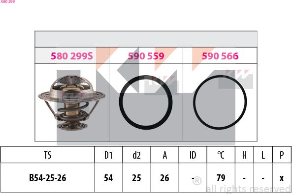 KW 580 299 - Coolant thermostat / housing autospares.lv