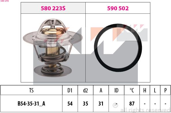 KW 580 278 - Coolant thermostat / housing autospares.lv