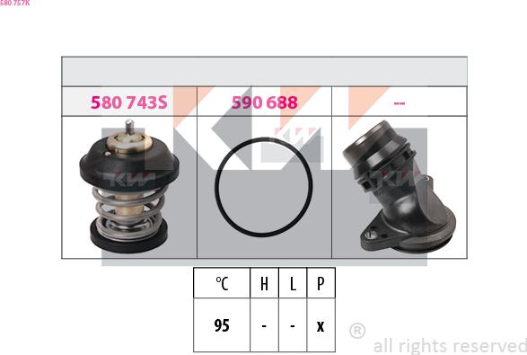 KW 580 757K - Coolant thermostat / housing autospares.lv