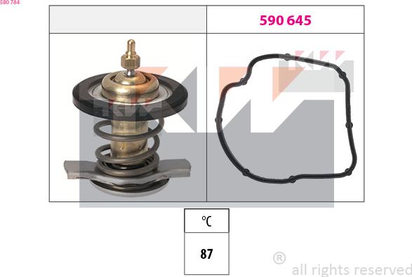 KW 580 784 - Coolant thermostat / housing autospares.lv