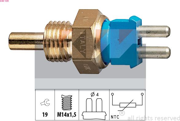 KW 530 139 - Sensor, coolant temperature autospares.lv