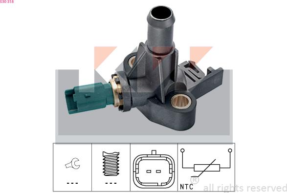 KW 530 318 - Sensor, coolant temperature autospares.lv