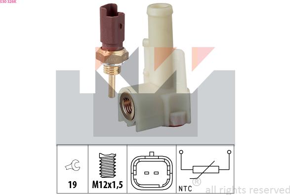 KW 530 326K - Sensor, coolant temperature autospares.lv