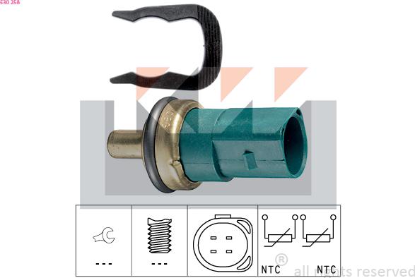 KW 530 258 - Sensor, coolant temperature autospares.lv