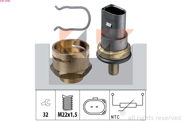 KW 530 278K - Sensor, coolant temperature autospares.lv