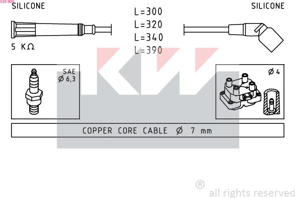 KW 359 900 - Ignition Cable Kit autospares.lv