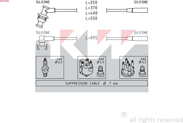 KW 359 920 - Ignition Cable Kit autospares.lv