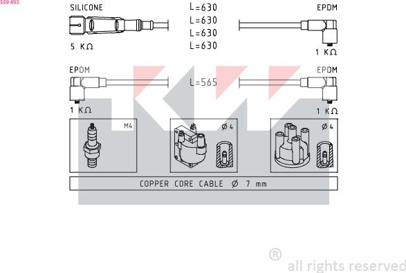 KW 359 493 - Ignition Cable Kit autospares.lv