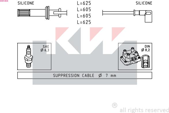 KW 359 456 - Ignition Cable Kit autospares.lv