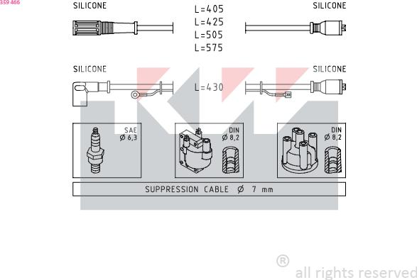 KW 359 466 - Ignition Cable Kit autospares.lv