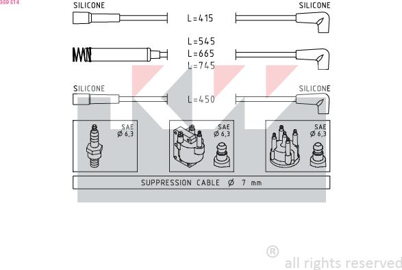 KW 359 514 - Ignition Cable Kit autospares.lv