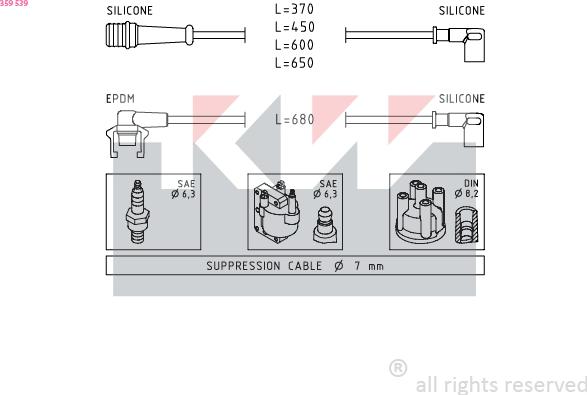 KW 359 539 - Ignition Cable Kit autospares.lv
