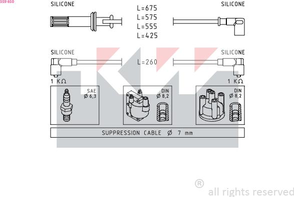 KW 359 650 - Ignition Cable Kit autospares.lv