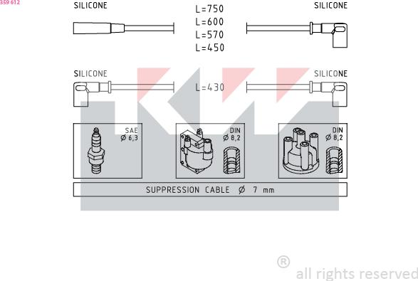 KW 359 612 - Ignition Cable Kit autospares.lv