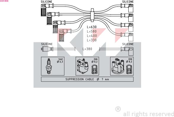 KW 359 808 - Ignition Cable Kit autospares.lv