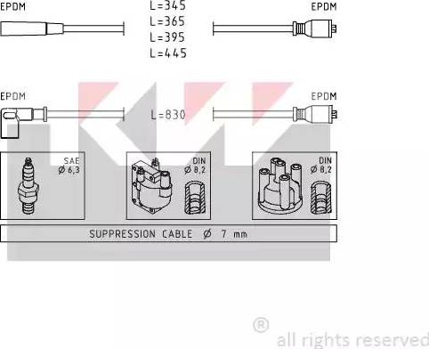 KW 359 839 - Ignition Cable Kit autospares.lv